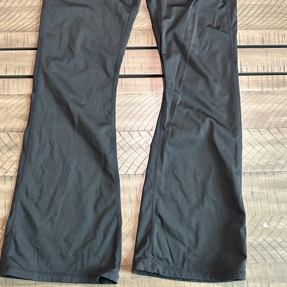 Girls Black Performance Leggings wide flare leg crossover waist